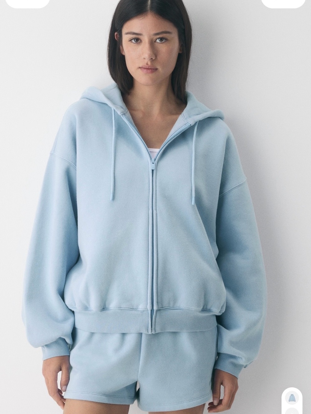 Aritzia Light Blue Sweats Set Hoodie Pants Shorts